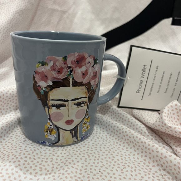 Prima Design Blue FRIDA KAHLO Coffee Mug Tea Cup XL W/Phone Wallet Great Gift - Picture 4 of 6